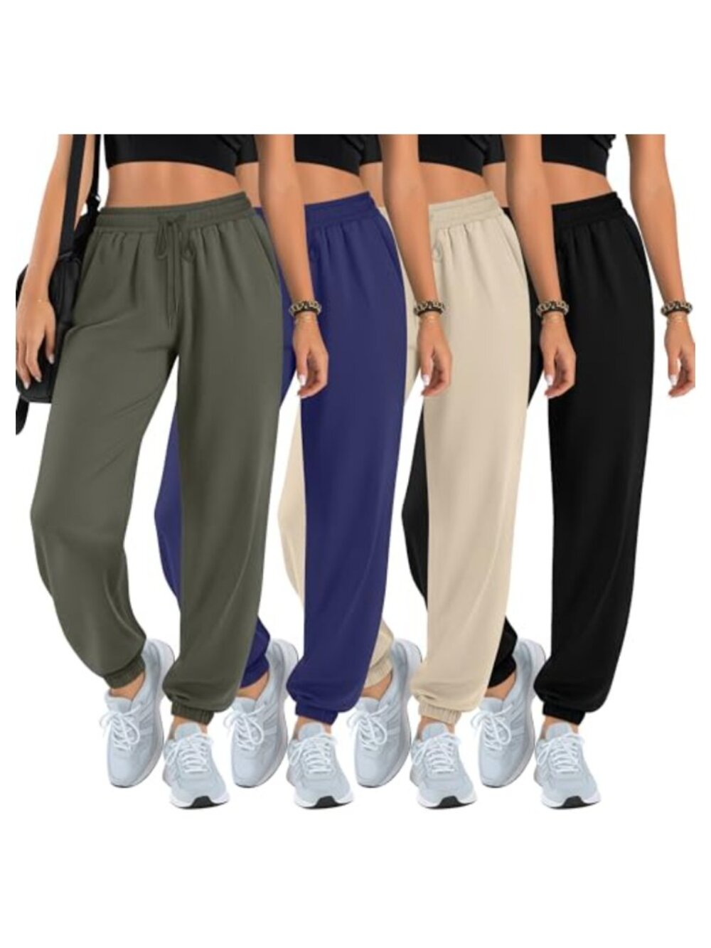 Women's Jogger Lounge Sweatpants with Pockets 4 Pack
